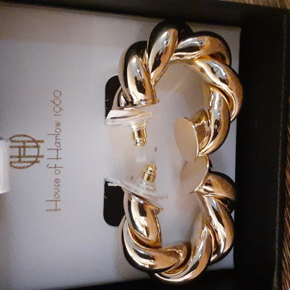 HOUSE OF HARLOW 1960 CHUNKY EARRINGS HOOPS - Picture 1 of 5